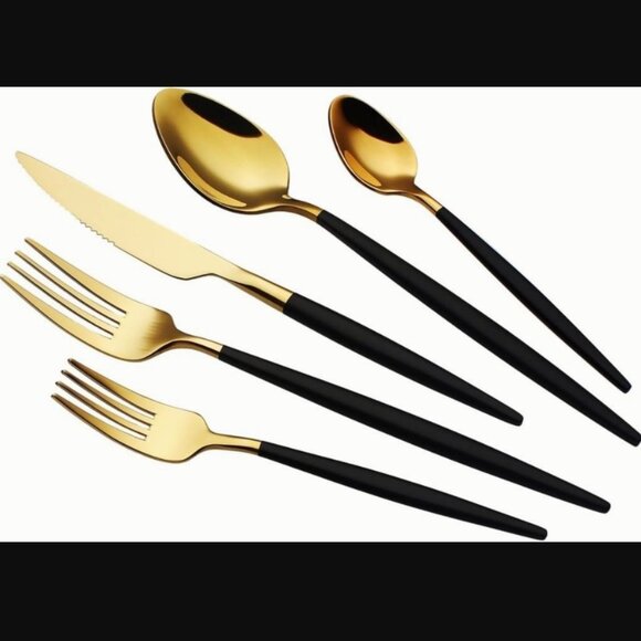 NIP 22 Piece Mirror Polished Cutlery Set Stainless Steel Flatware - Picture 2 of 7